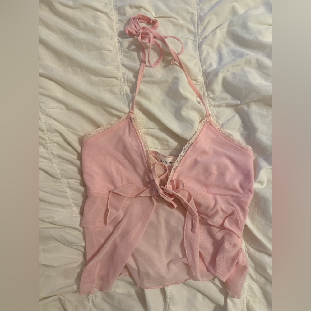Glassons Pink Mesh Top